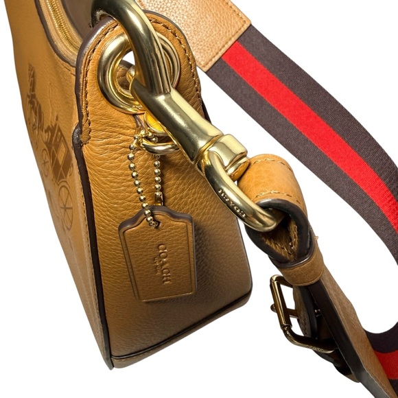 Coach Carriage Logo Pebble Grain Leather Saddle Bag - Picture 7 of 16